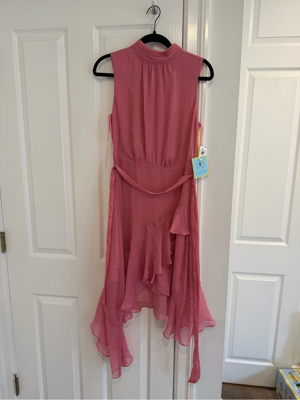 CeCe Pink High-Low Ruffled Halter Dress - Picture 3 of 6